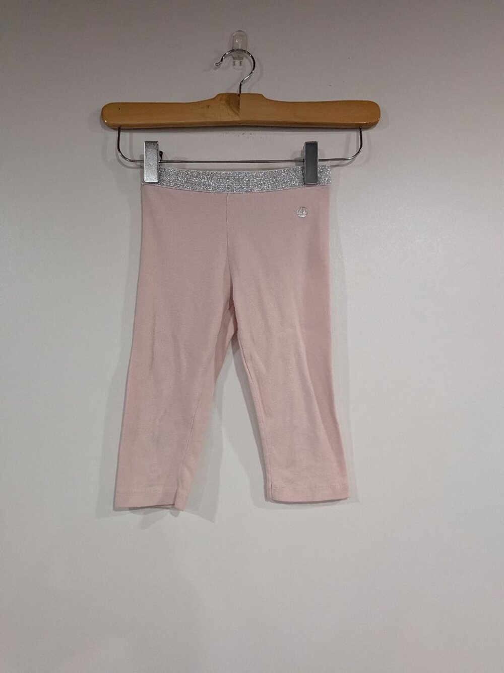 Petit Bateau 3/4 Length Leggings Pale Pink Silver Size 6